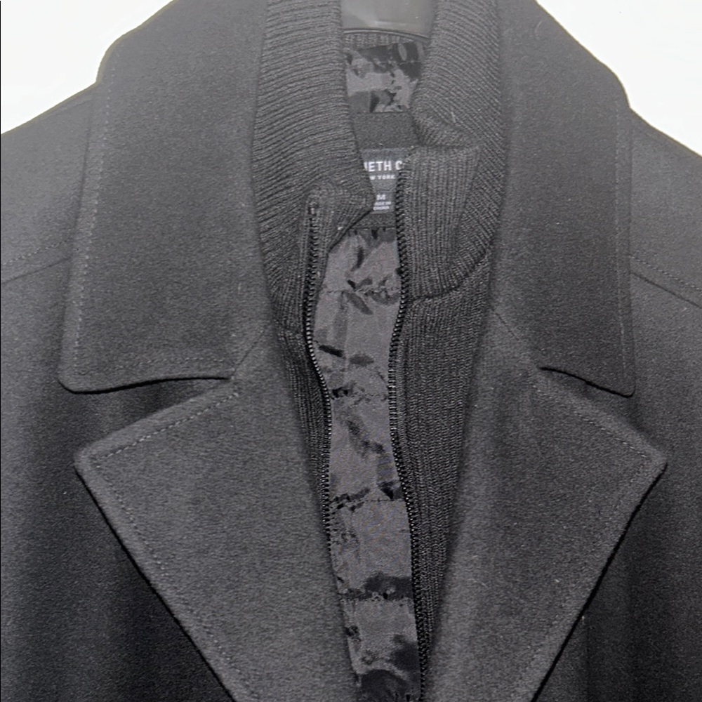 Kenneth Cole New York Black Peacoat Wool Blend - Picture 9 of 11